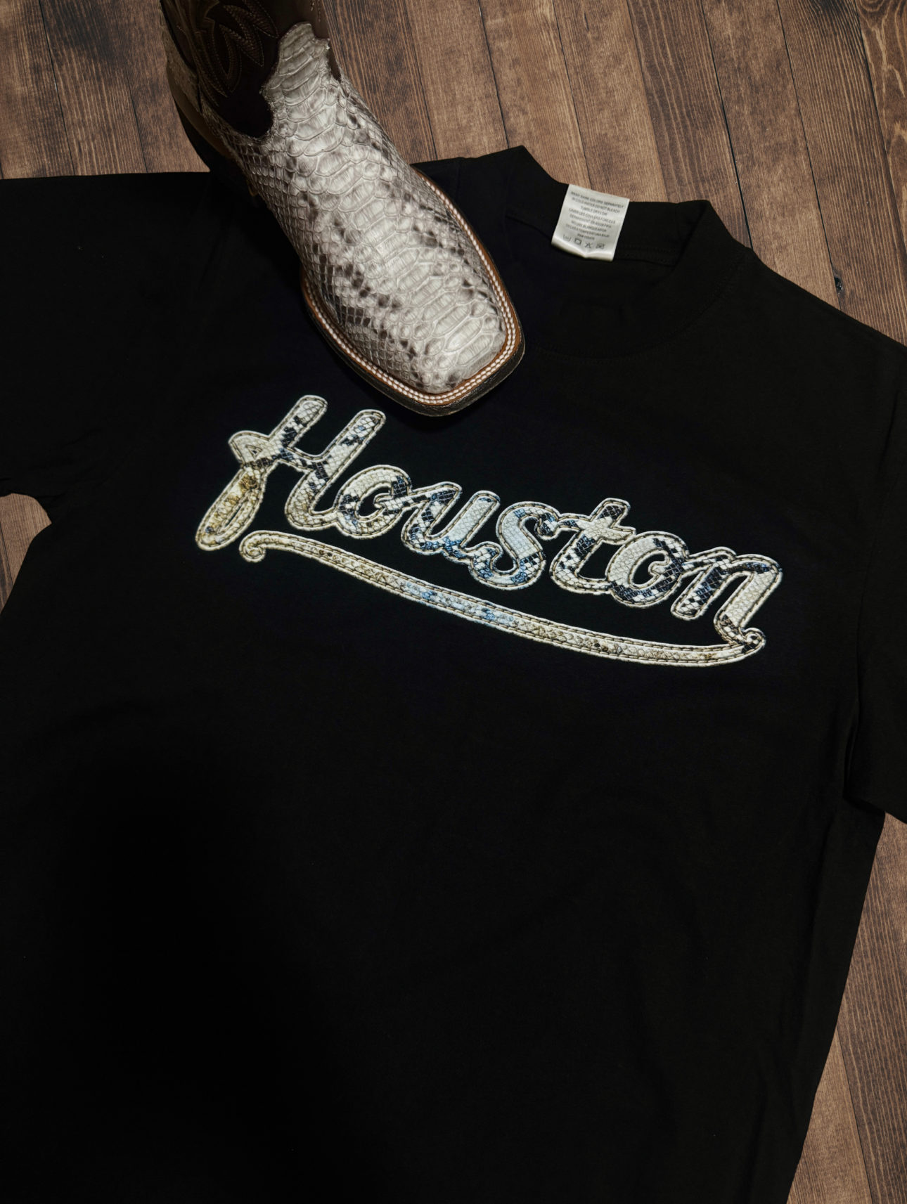 HOUSTON PYTHON LEATHER- TEE (BLACK)