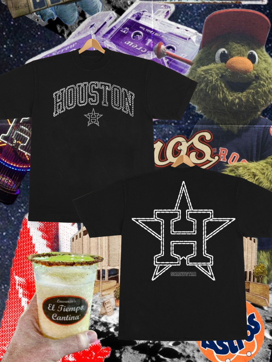 HOUSTON STITCHED WHITE -TEE (BLACK)