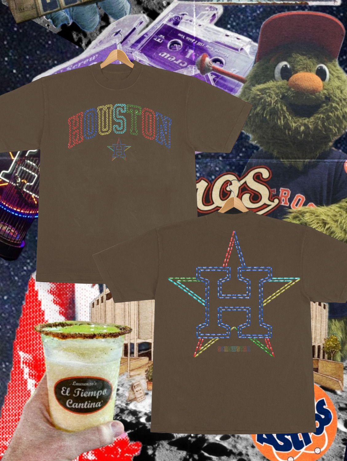 HOUSTON STITCHED MULTICOLOR -TEE (MOCHA)