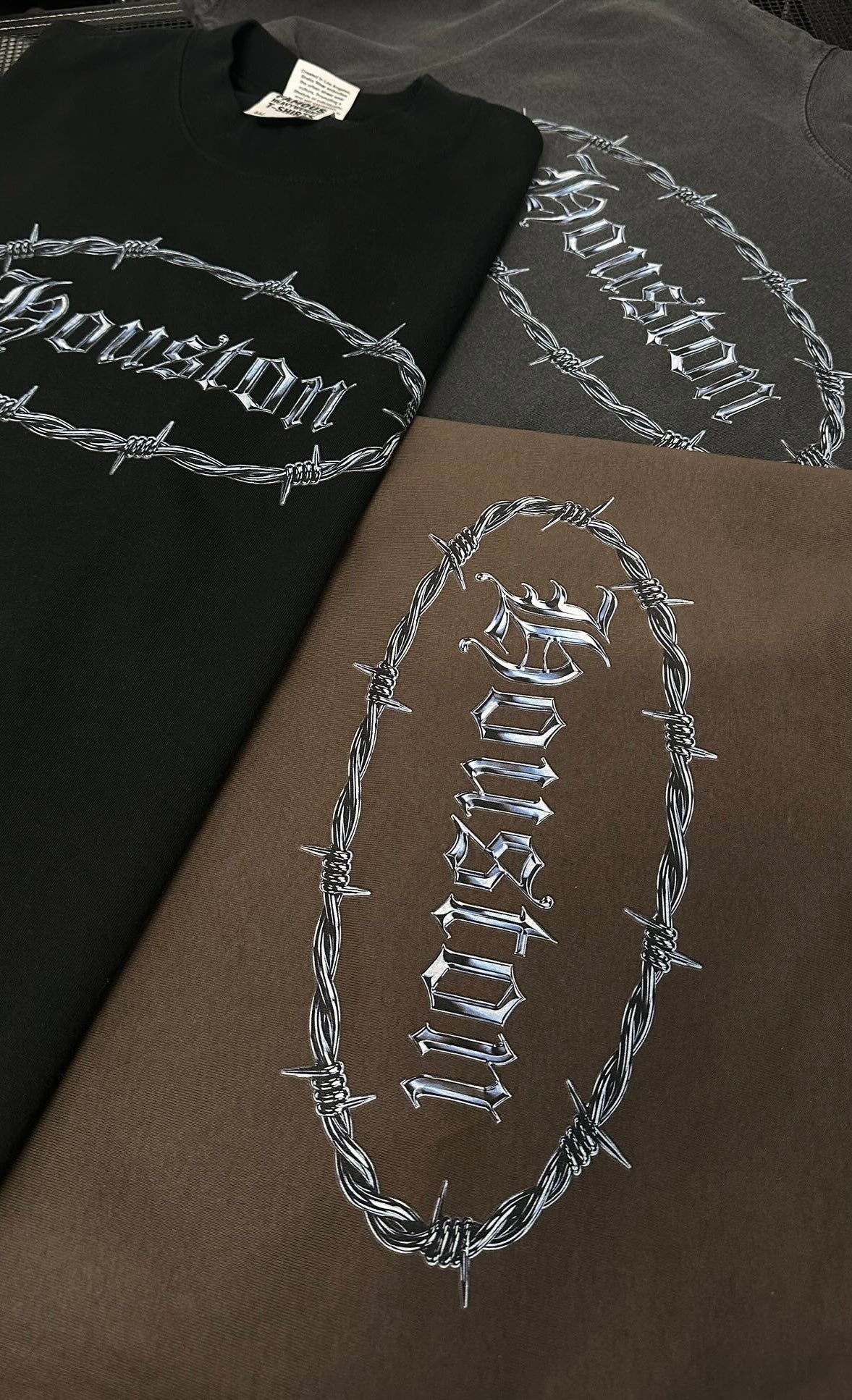 HOUSTON BARBED WIRE- TEE (BLACK)