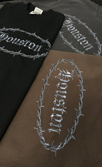 HOUSTON BARBED WIRE- TEE (BLACK)