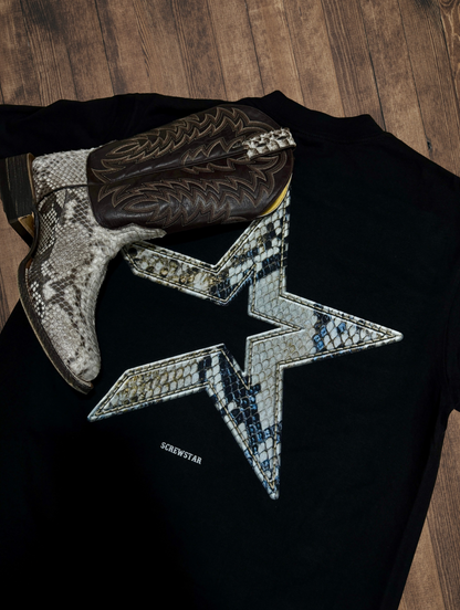 HOUSTON PYTHON LEATHER- TEE (BLACK)