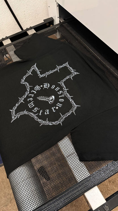 HOUSTON BARBED WIRE- TEE (BLACK)