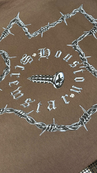 HOUSTON BARBED WIRE -TEE (MOCHA)